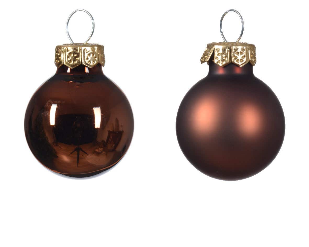 Decoris Kerstballen glas espresso 24 stuks Ø 2.5 cm