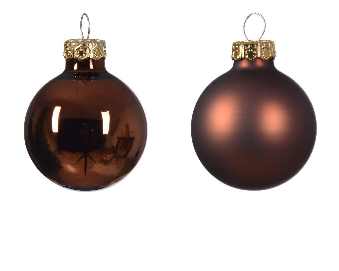 Decoris Kerstballen glas espresso 16 stuks Ø 3.5 cm
