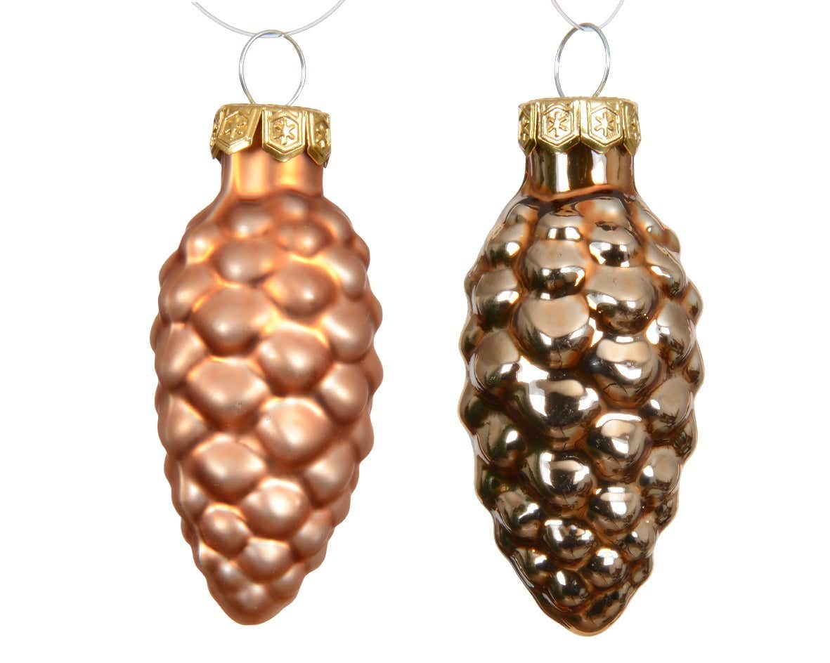 Decoris dennenappel glas brandy 12 stuks 6 x 2.5 cm
