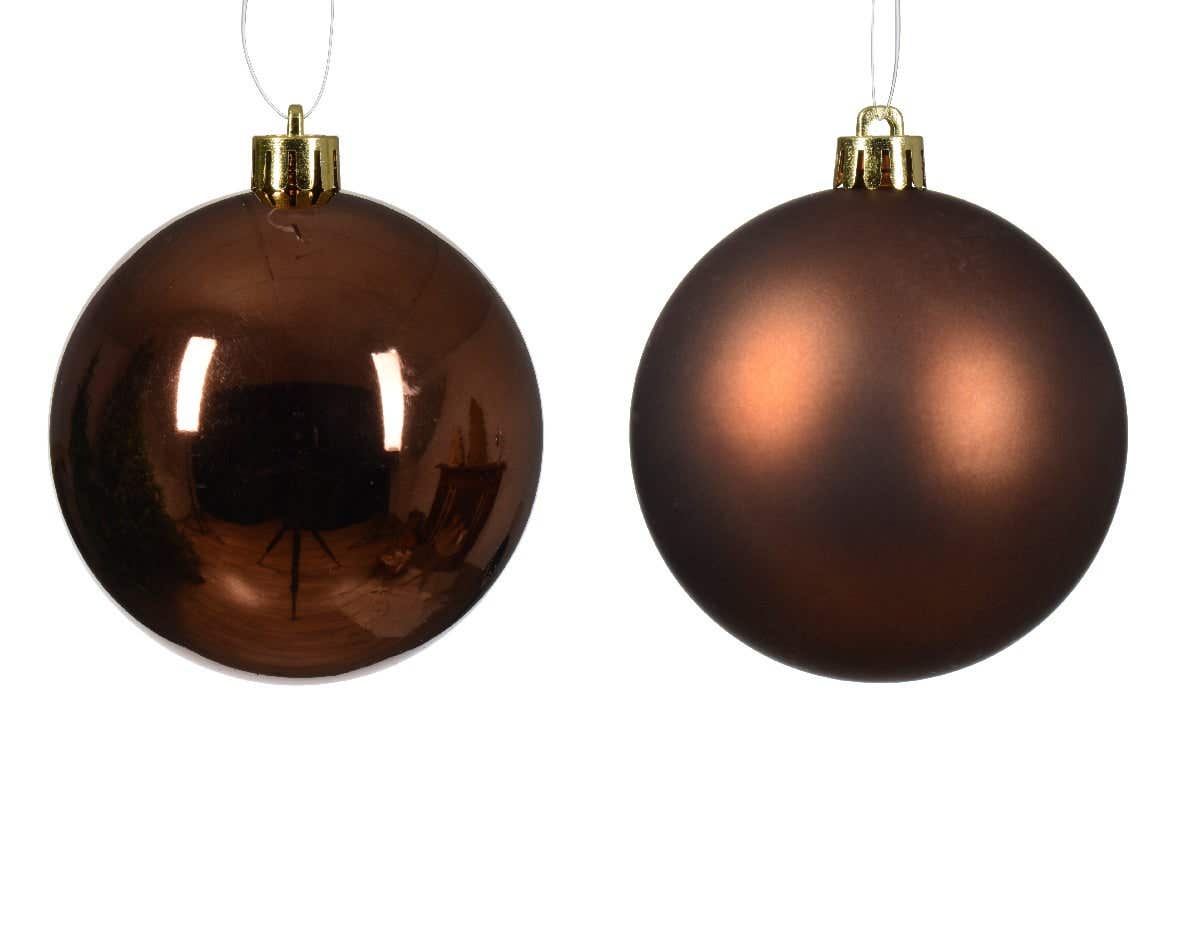 Decoris Kerstballen Marilene espresso 6 stuks Ø 8 cm