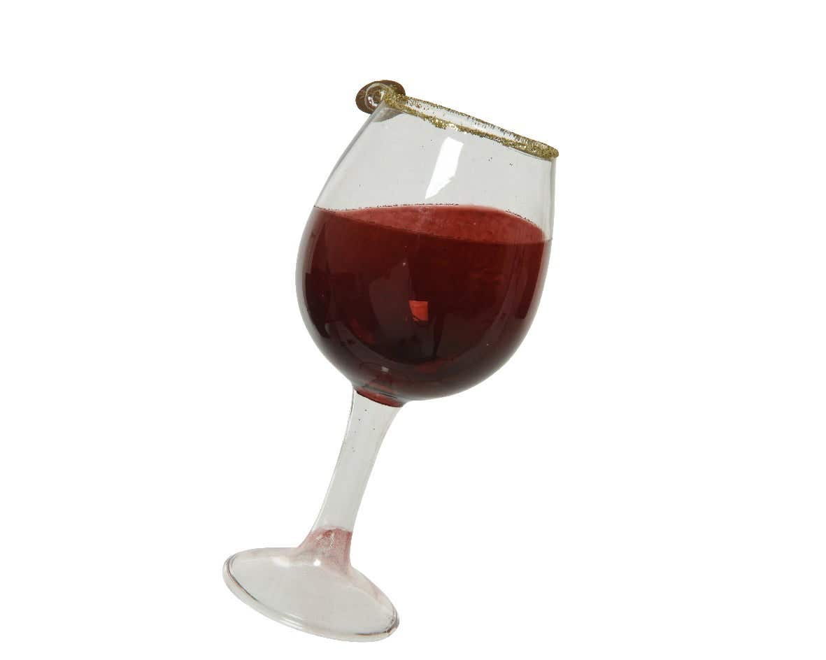 Decoris kersthanger Wijnglas glas 13 cm