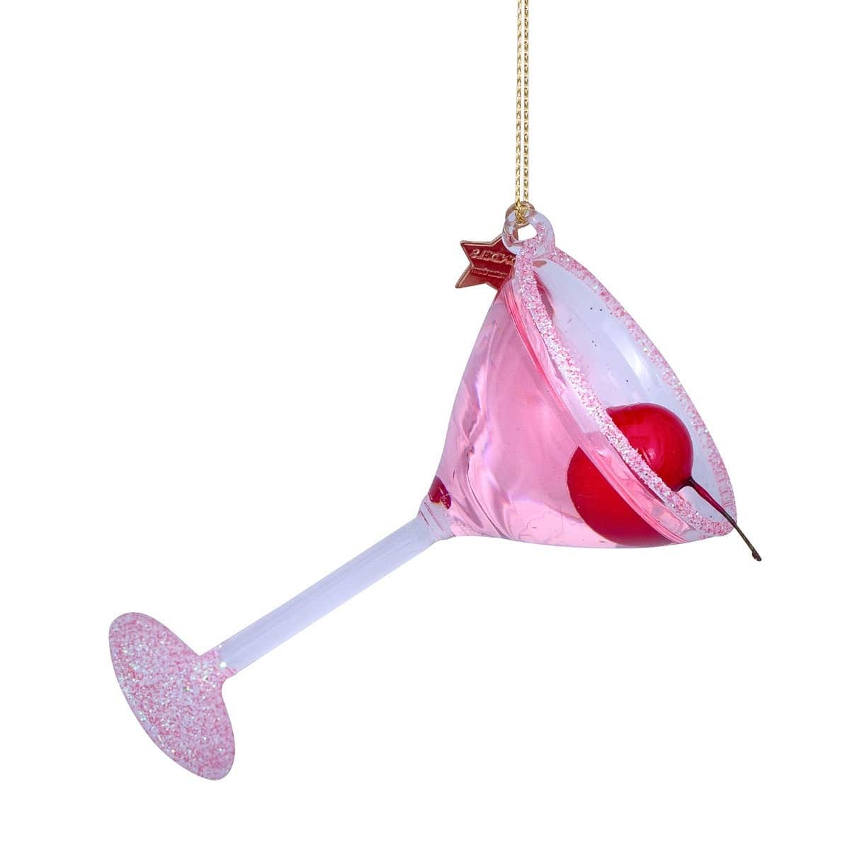 Vondels Kersthanger cosmopolitan cocktail roze 8.5 cm