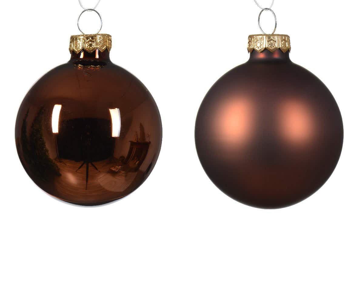 Decoris Kerstballen glas mix bruin 20 stuks Ø 6 cm