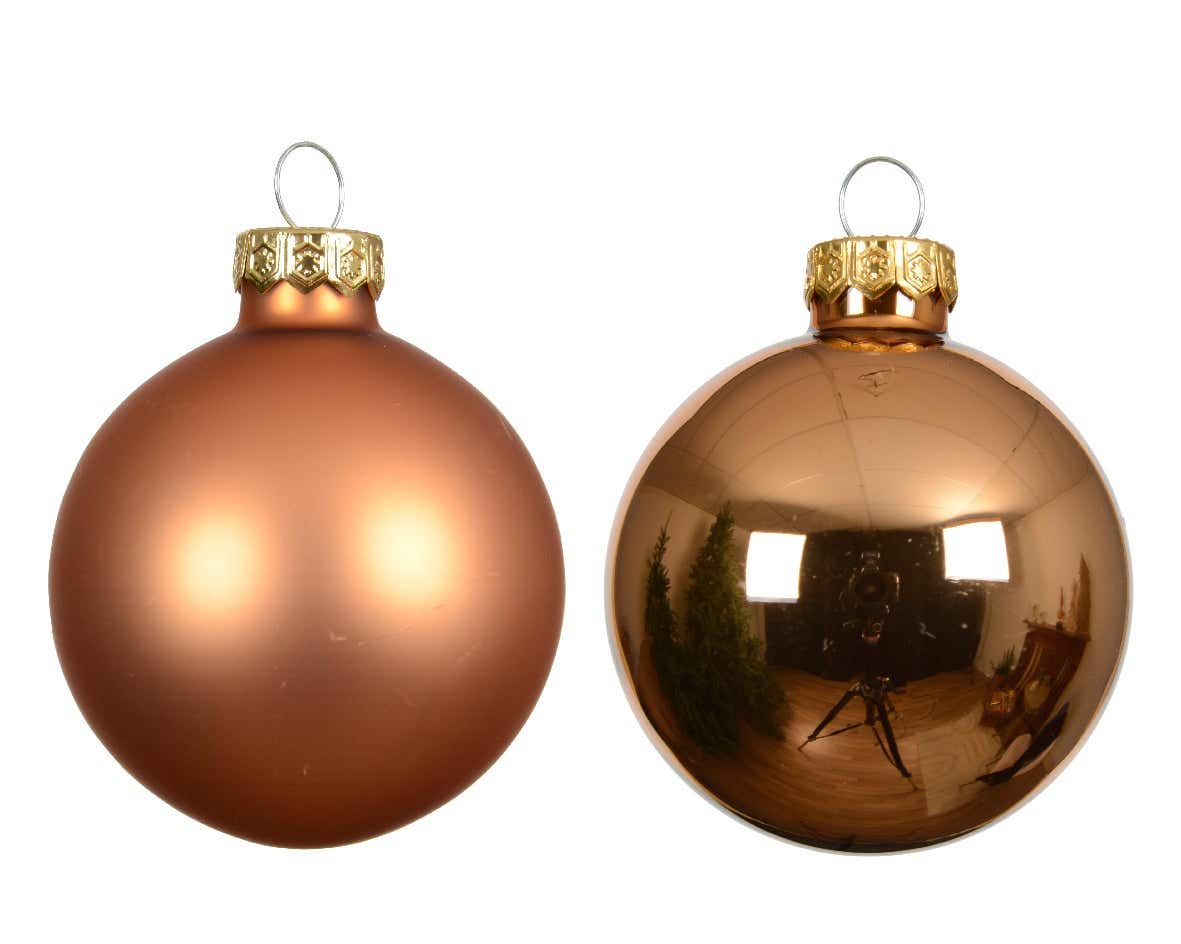 Decoris Kerstballen glas brandy 8 stuks Ø 7 cm