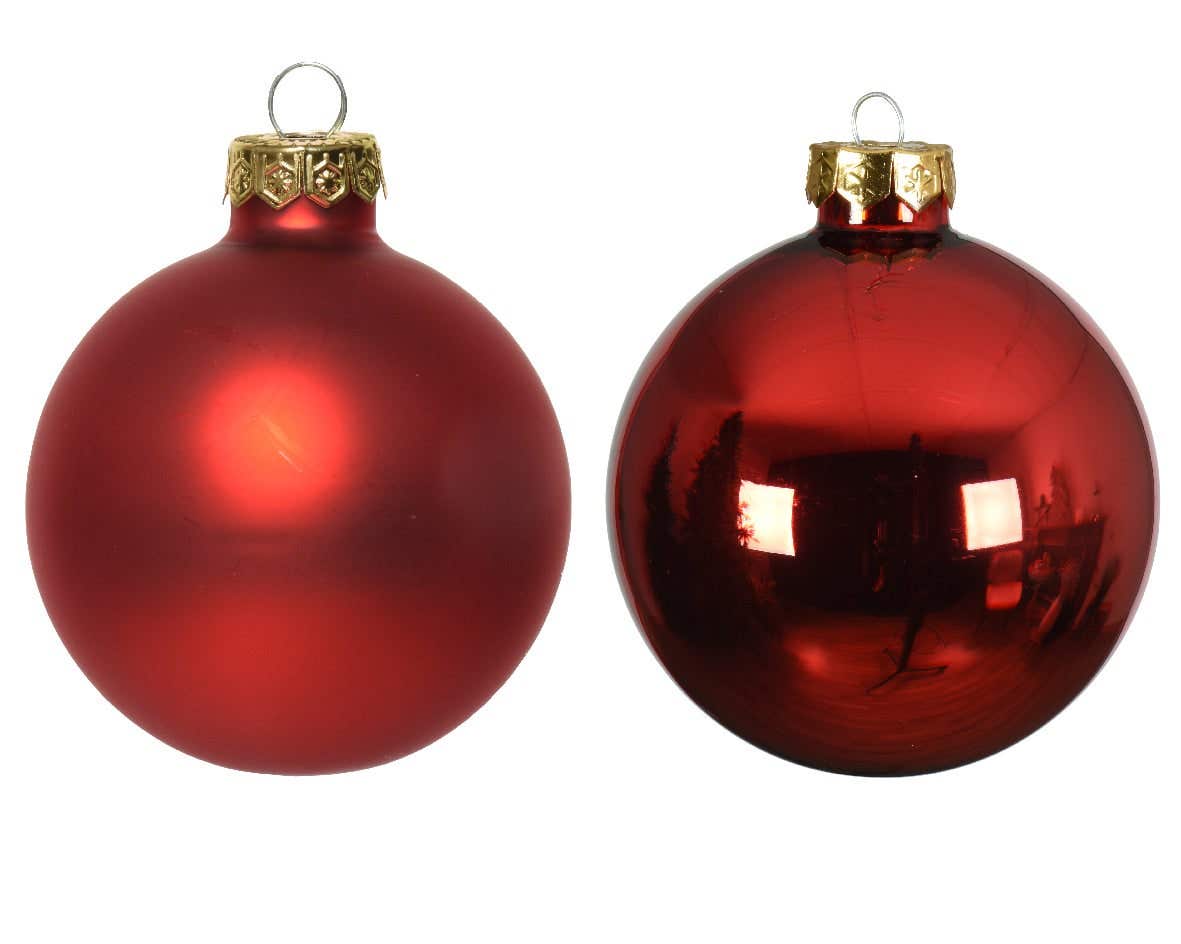 Decoris Kerstballen glas mix kerstrood 16 stuks Ø 8 cm