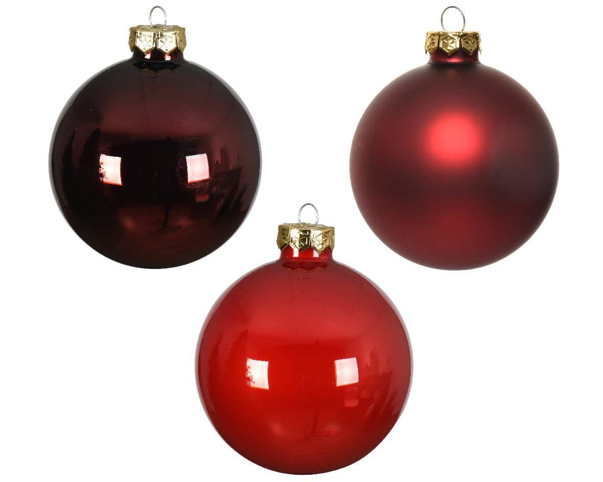 Decoris Kerstballen glas mix rood 16 stuks Ø 8 cm