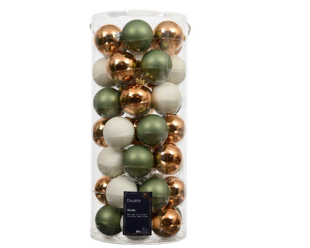 Decoris Kerstballen glas mix goud wit groen 49 stuks Ø 6 cm