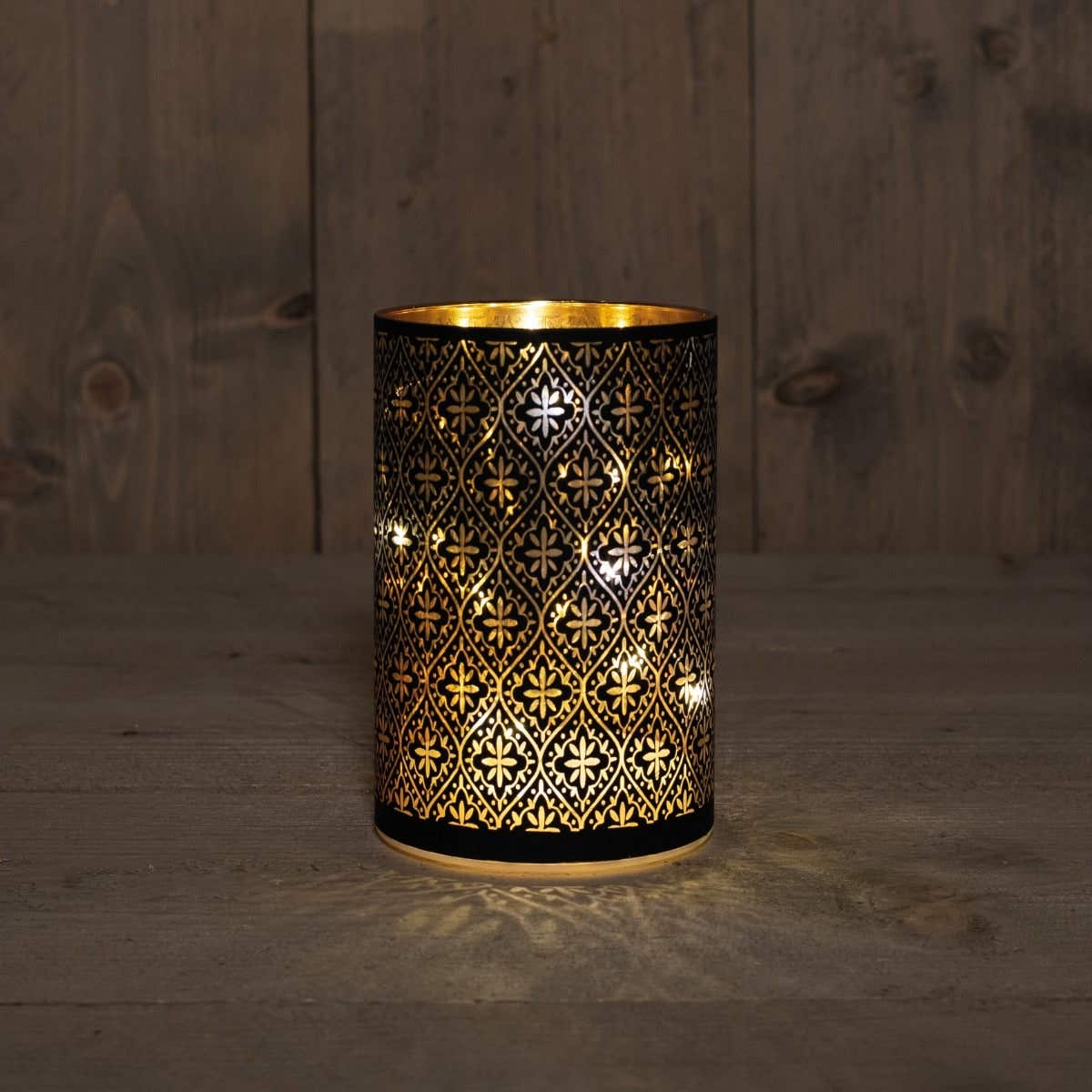 Anna's Collection kerstlamp bloem glas zwart barok 10 x 15 cm