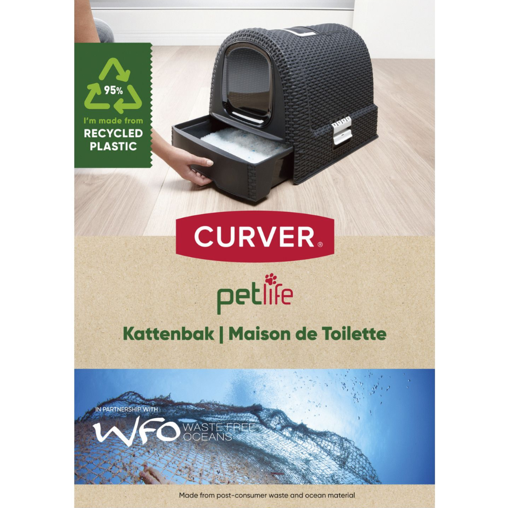 Curver kattenbak zwart 51 x 38.5 x 39.5 cm