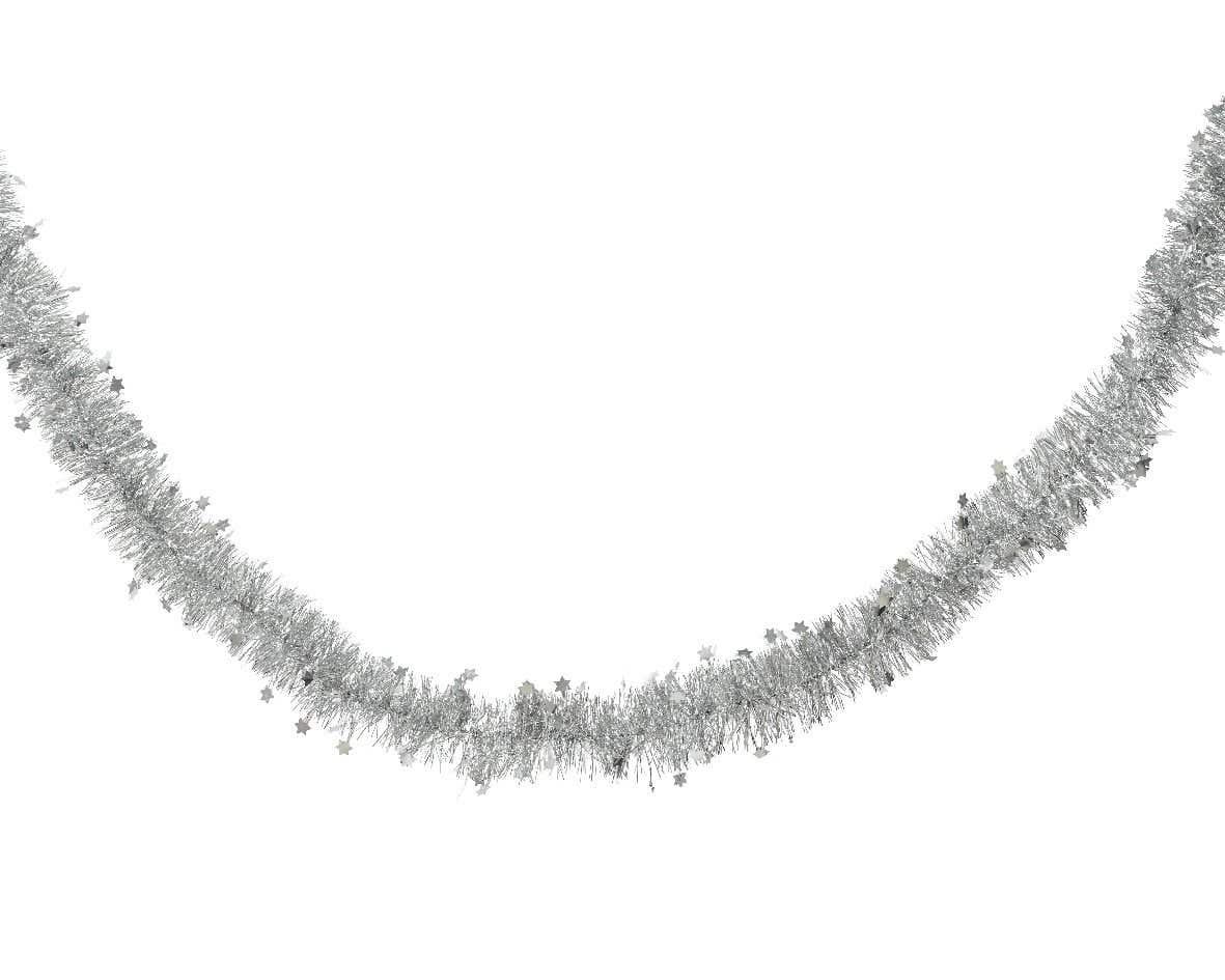 Decoris kerstslinger Lindo sterren zilver 270 cm