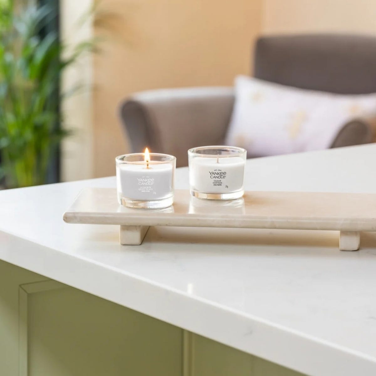 Yankee Candle Geurkaars Mini Votive Clean Cotton Wit 5.4 x 5.4 x 4.2 cm