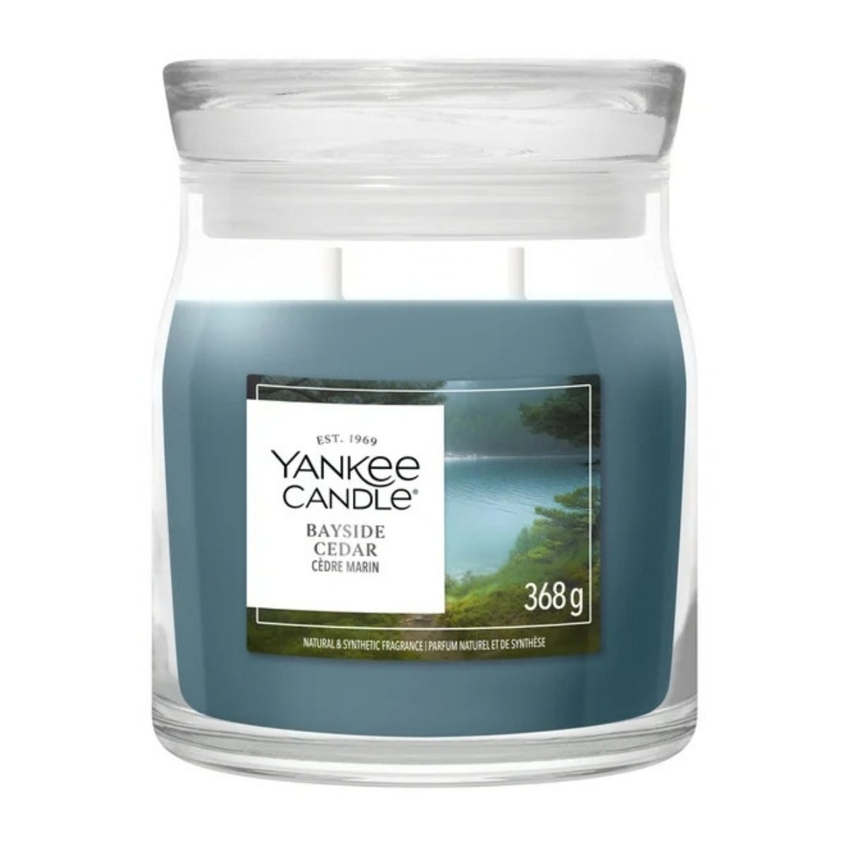 Yankee Candle Geurkaars Medium Jar Bayside Cedar Blauw 9 x 8.5 x 11.5 cm