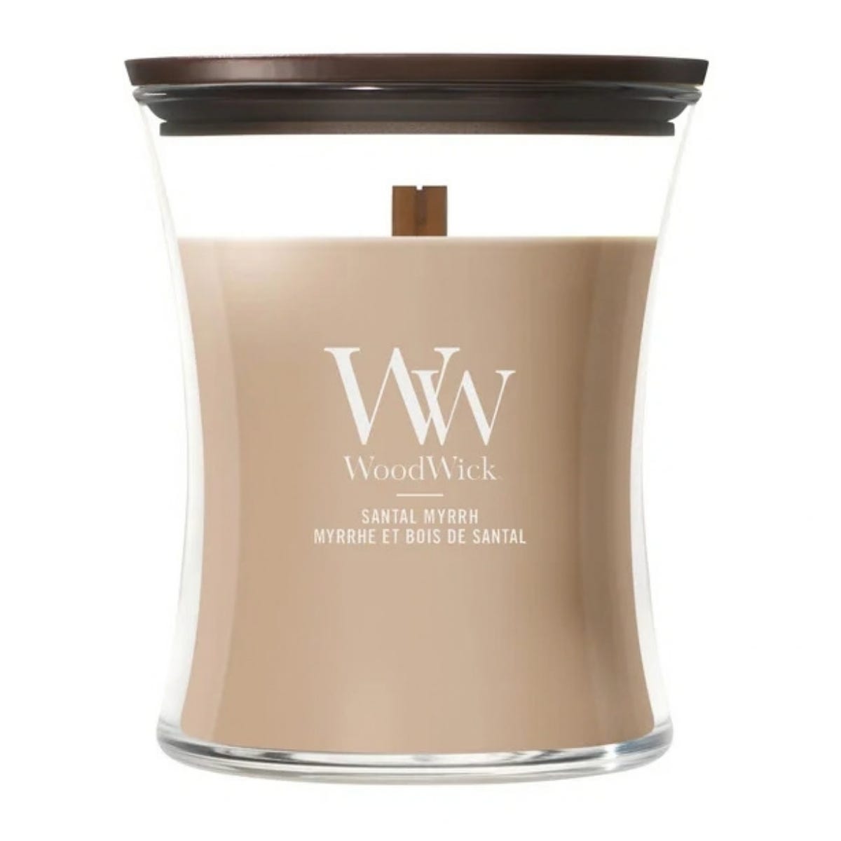 WoodWick Geurkaars Medium Santal Myrrh Bruin 9.9 x 9.9 x 11.4 cm