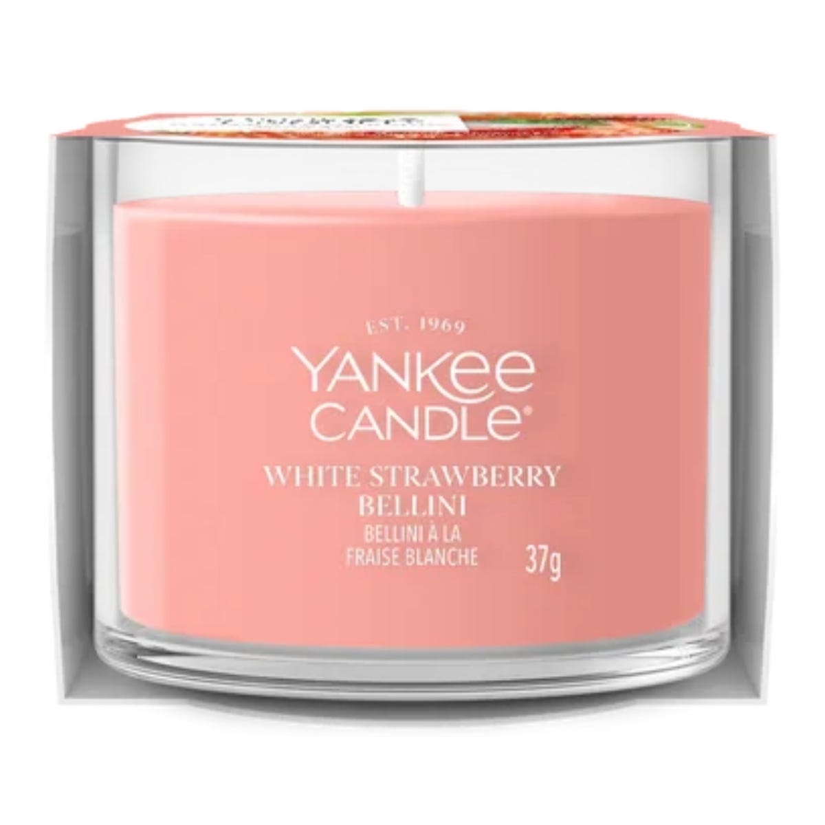 Yankee Candle Geurkaars Mini Votive White Strawberry Bellini Roze 5.4 x 5.4 x 4.2 cm