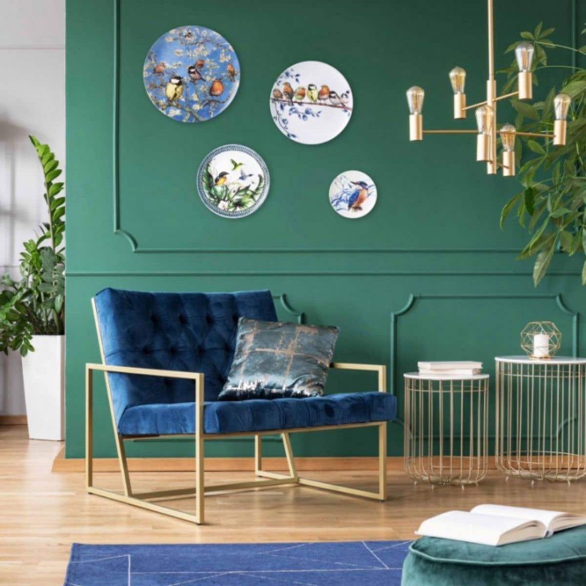 Heinen Delfts Blauw Bord IJsvogel