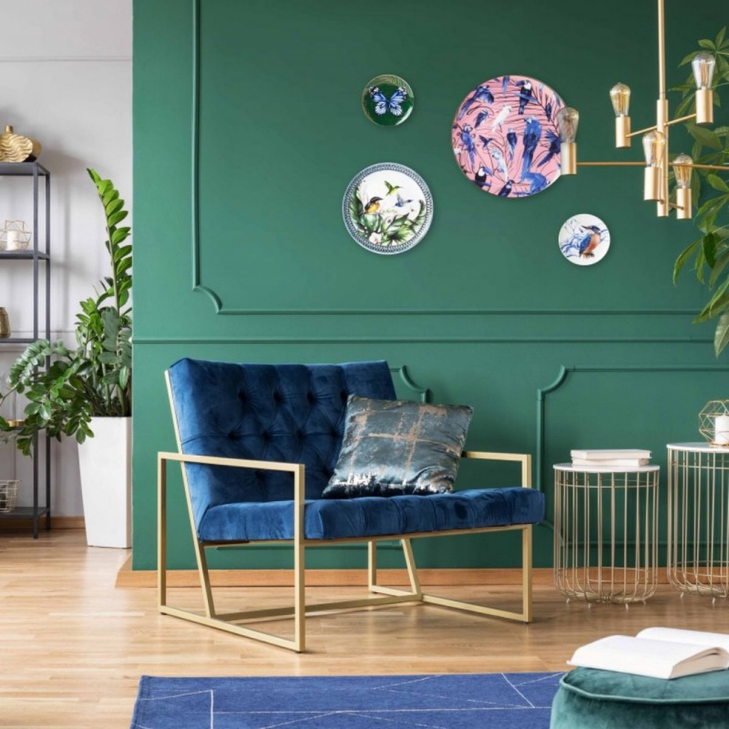 Heinen Delfts Blauw Bord Vlinder