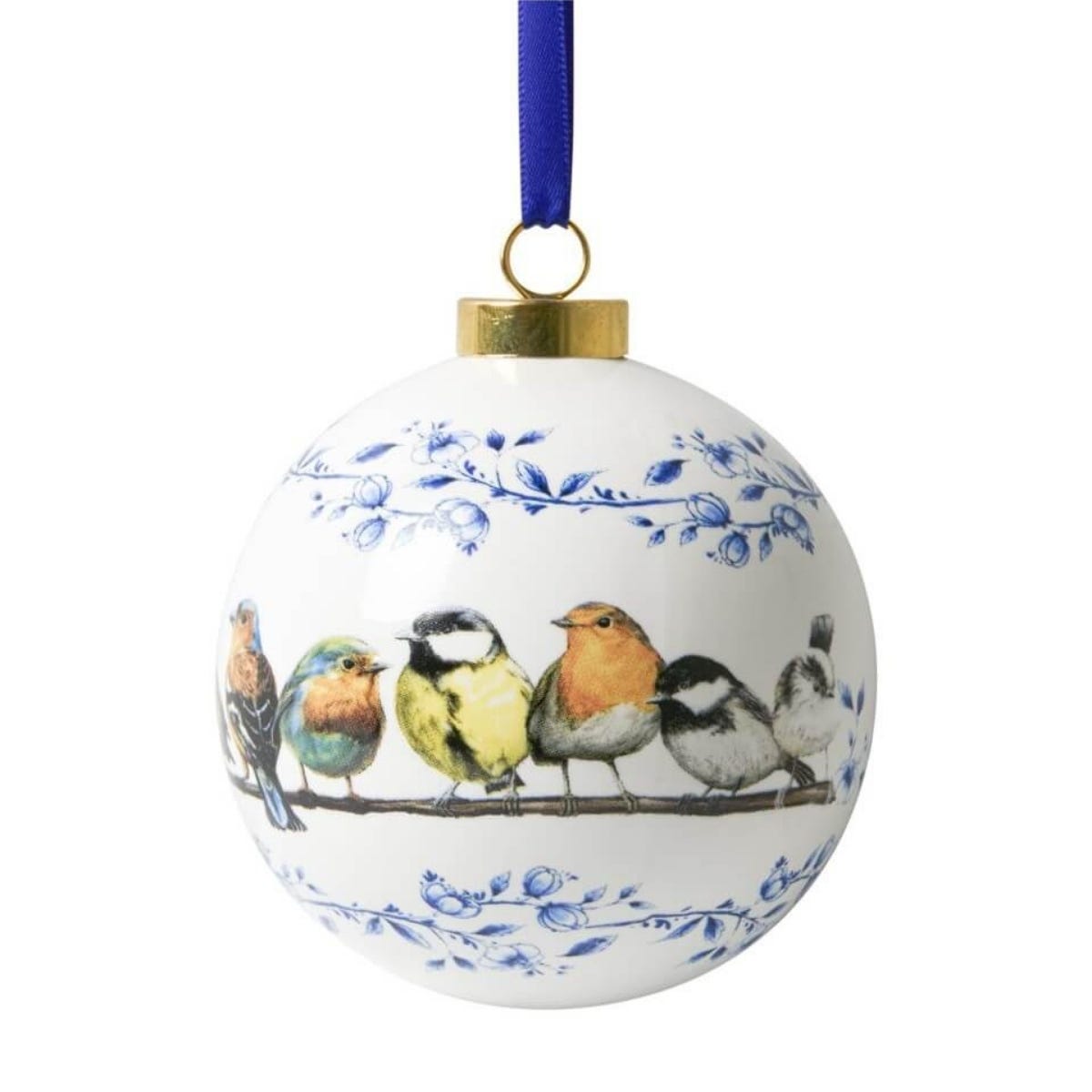 Heinen Delfts Blauw Kerstornament Bosvogels Blauw Ø 8 cm