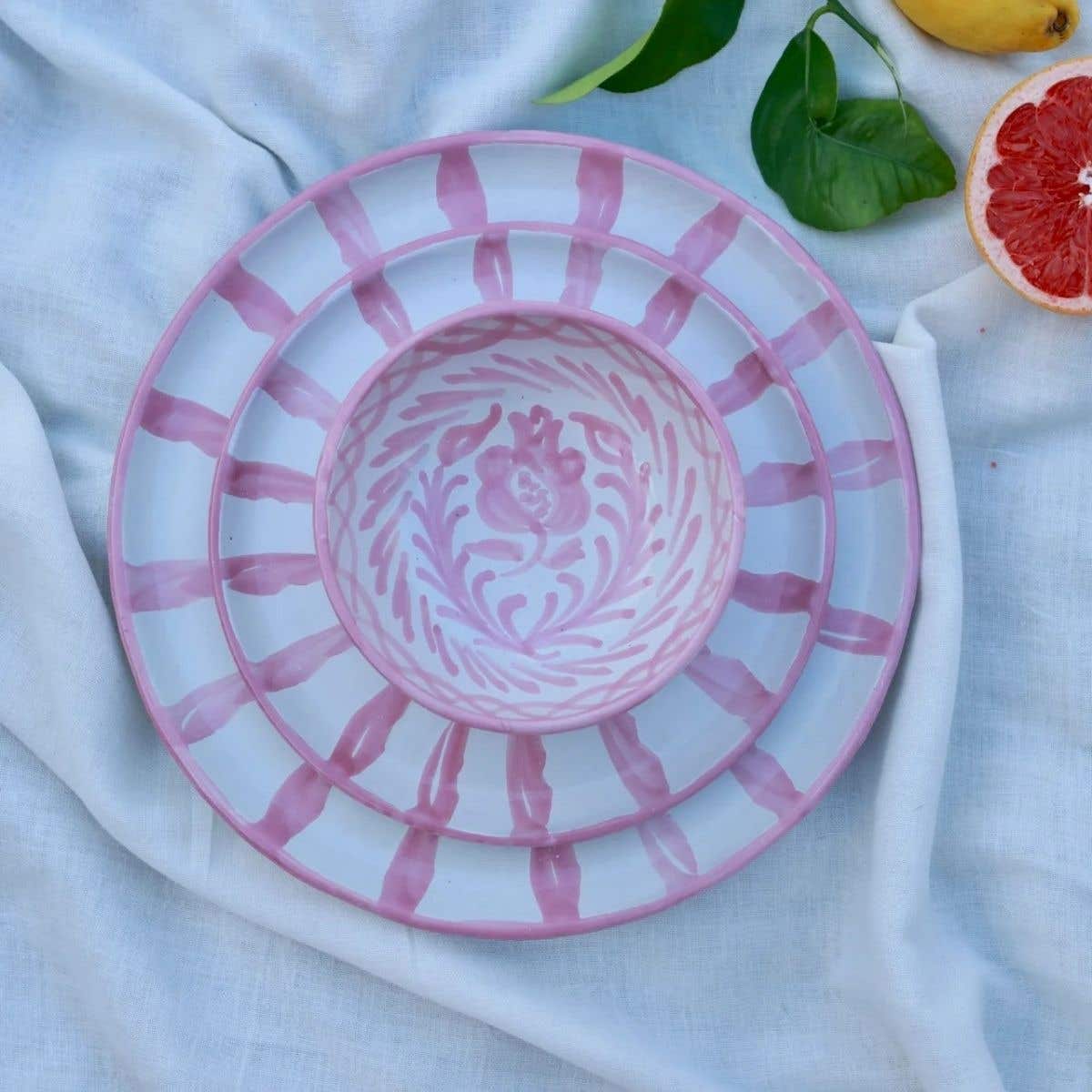 Lenta Living Dinerbord Granada Streep Roze 28 cm