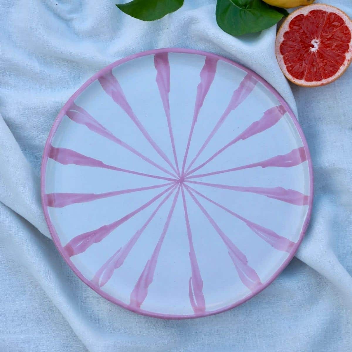 Lenta Living Dinerbord Granada Streep Roze 28 cm