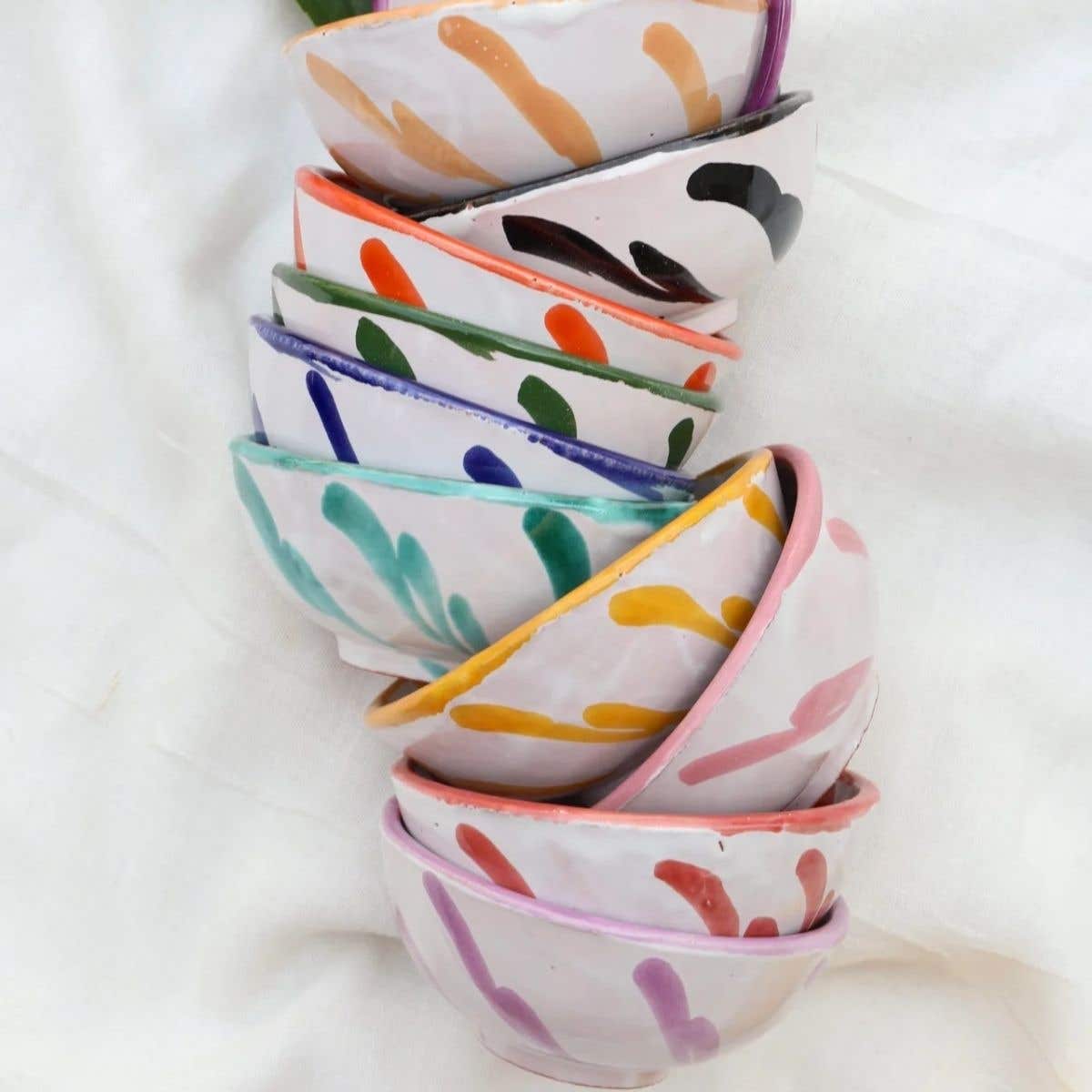 Lenta Living Tapas Schaaltje Streep Naranja 10 x 4 cm