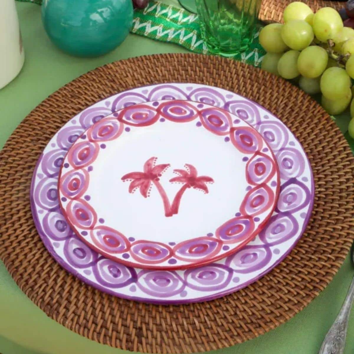 Lenta Living Ontbijtbord Palm Bordeaux 20 cm