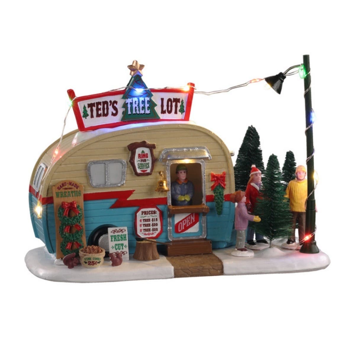 Lemax Kerstdorphuisje Ted’s Tree Lot met Verlichting 20 x 10.2 x 13.5 cm