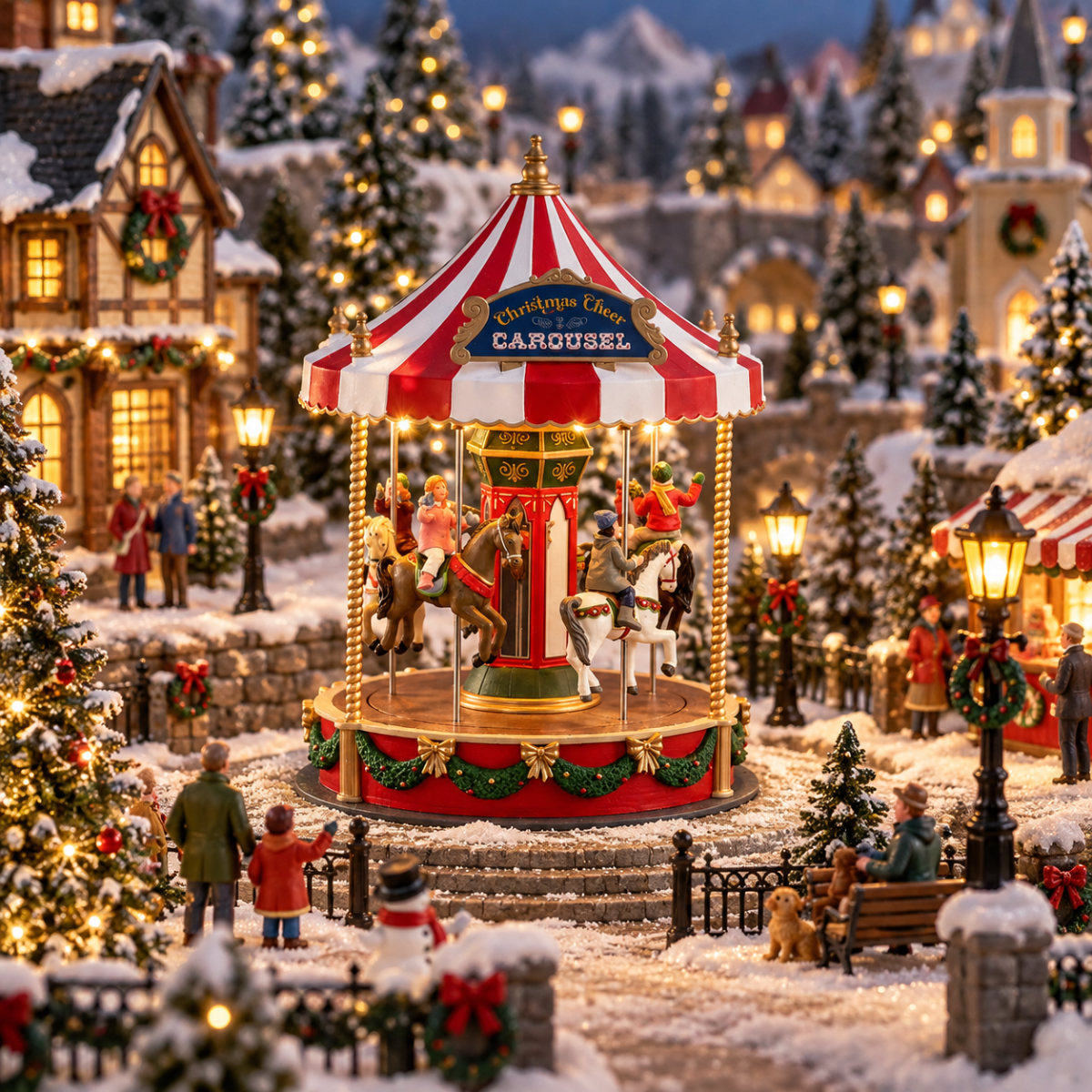Lemax Kerstdorphuisje Christmas Cheer Carousel met Verlichting 16 x 16 x 25.6 cm