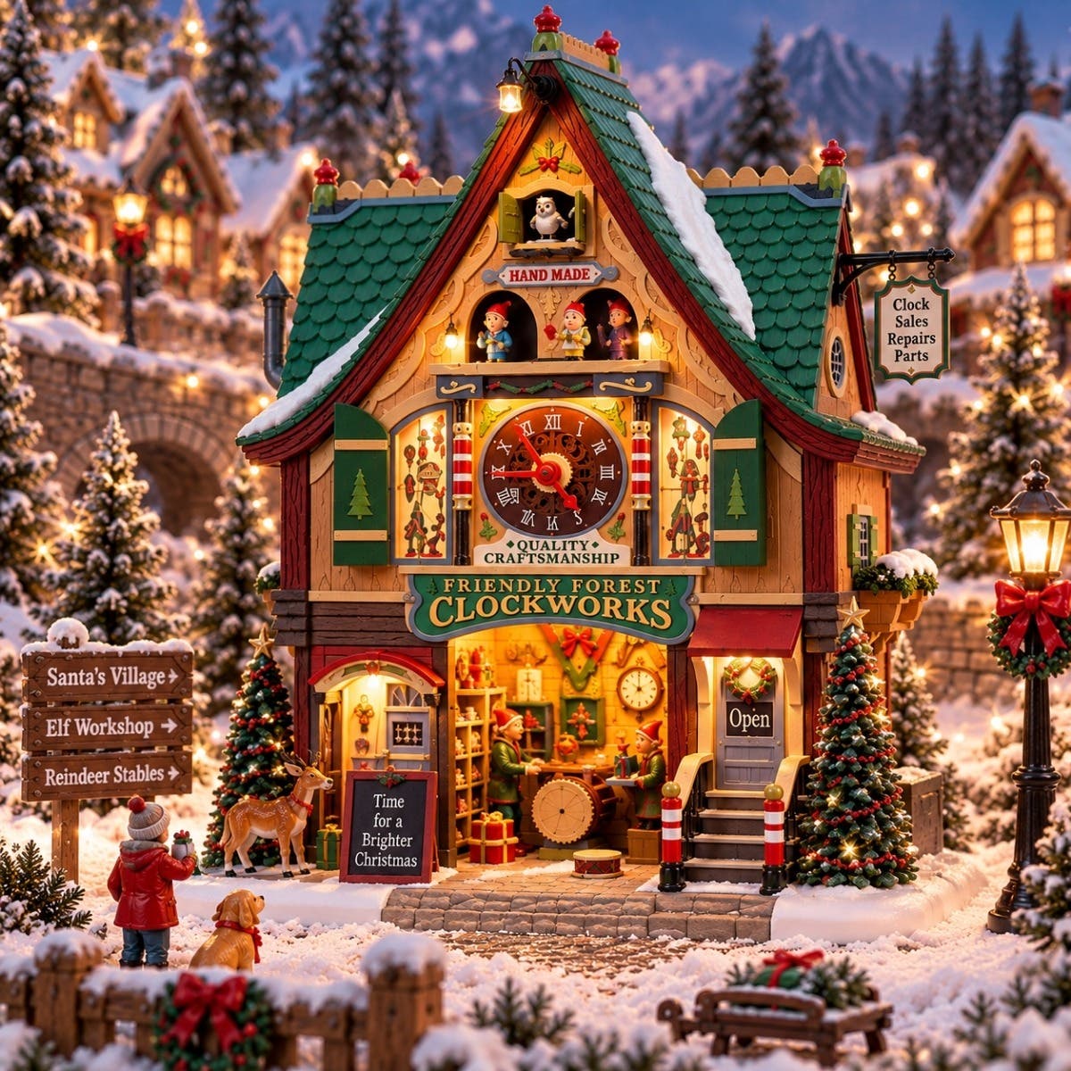 Lemax Kerstdorphuisje Friendly Forest Clockworks met Verlichting 24.4 x 15 x 27.7 cm
