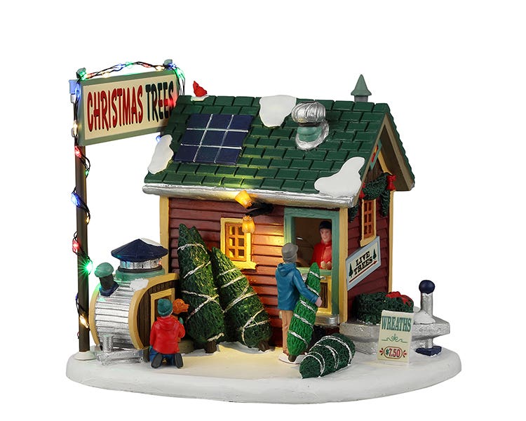 Lemax Kerstdorphuisje Tiny House Tree Lot met Verlichting 17 x 12.5 x 13 cm