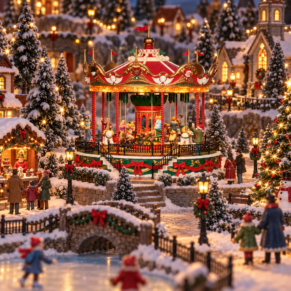 Lemax Kerstdorphuisje Santa Carousel met Verlichting 26.6 x 26.6 x 26.8 cm