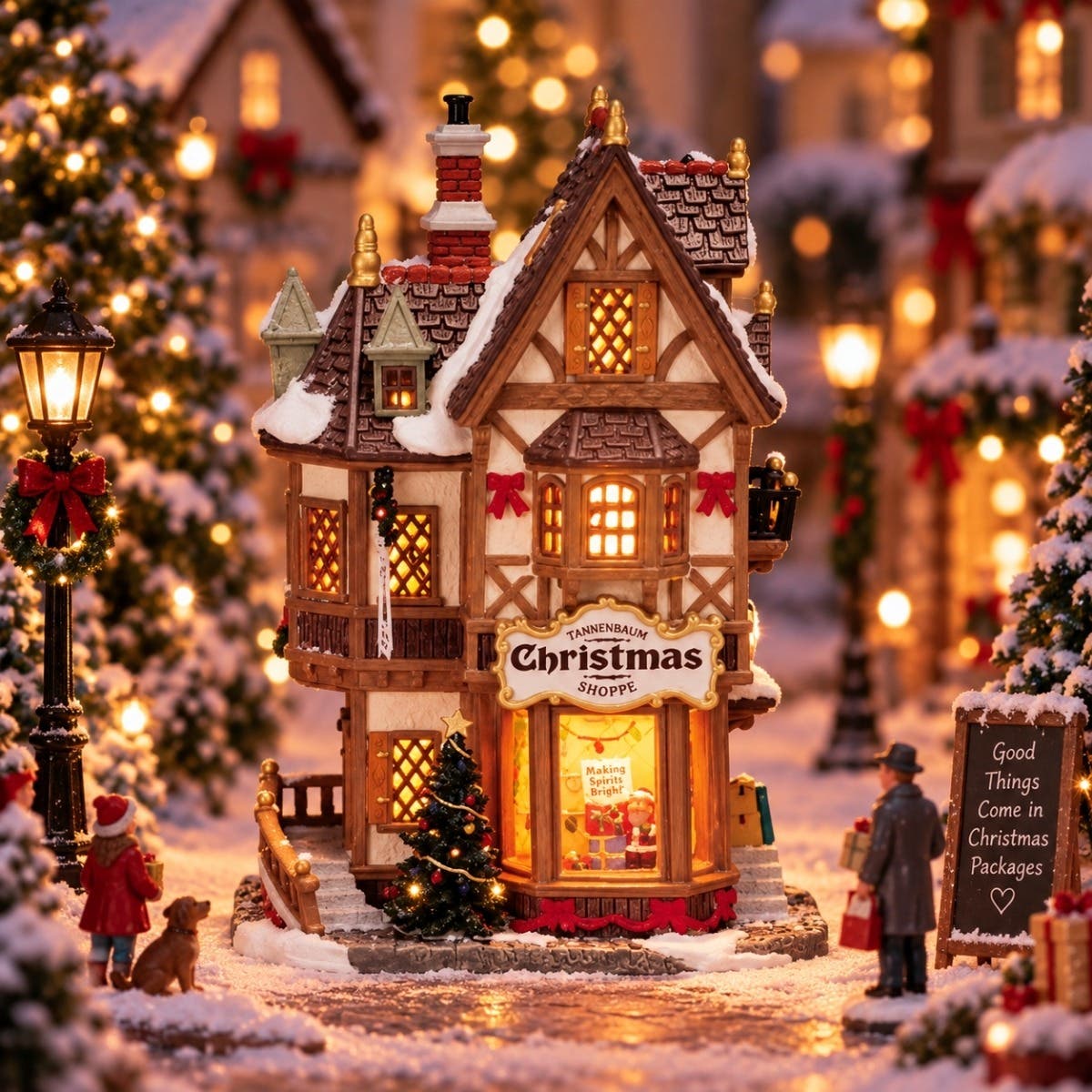 Lemax Kerstdorphuisje Tannenbaum Christmas Shop met Verlichting 9 x 14.5 x 20.6 cm