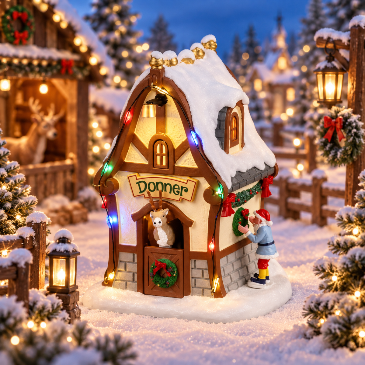 Lemax Kerstdorphuisje Donner's Den met Verlichting 10.2 x 8.7 x 13.7 cm