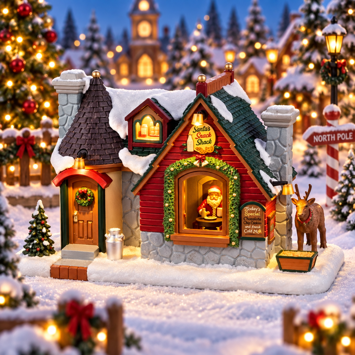 Lemax Kerstdorphuisje Santa's Snack Shack met Verlichting 21.5 x 10 x 13.9 cm