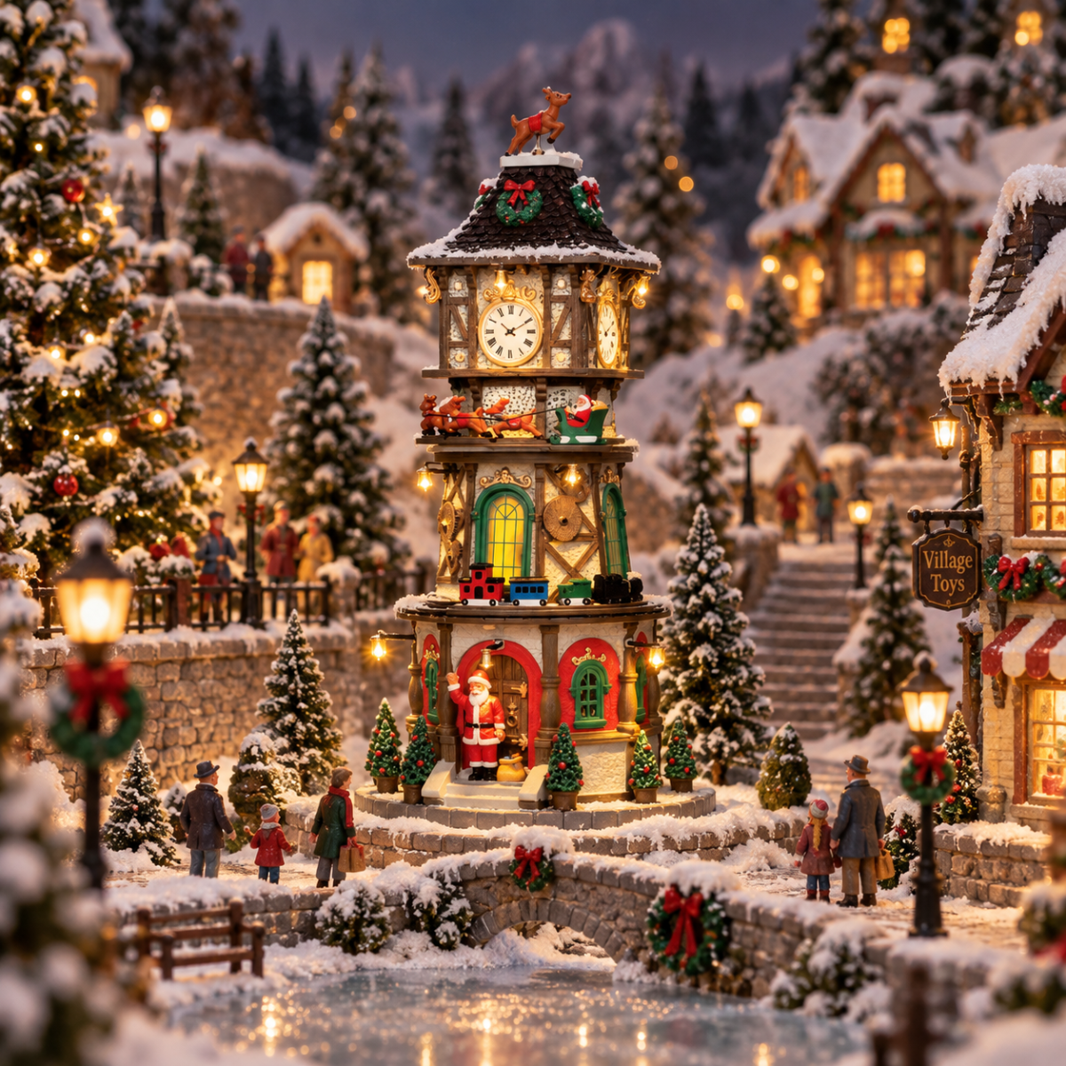 Lemax Kerstdorphuisje Christmas Clock Tower met Verlichting 16 x 16 x 33 cm