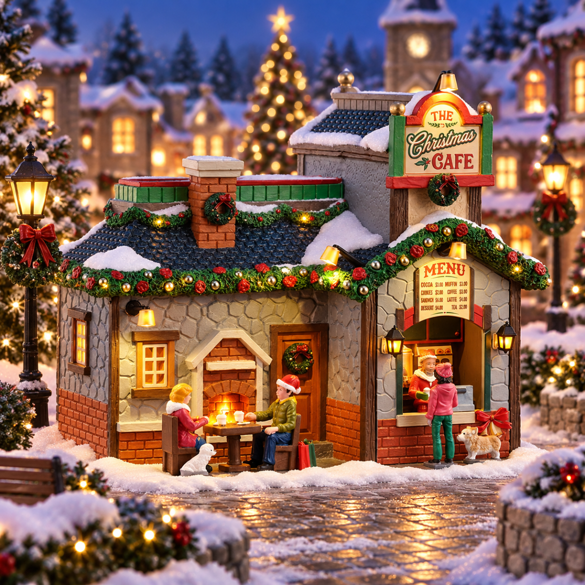 Lemax Kerstdorphuisje The Christmas Cafe met Verlichting 20.3 x 17.4 x 14.7 cm