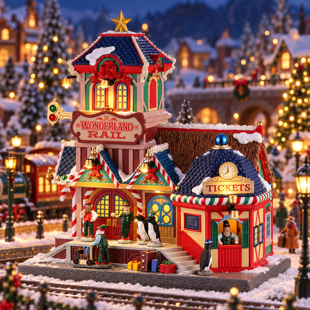 Lemax Kerstdorphuisje Wonderland Rail met Verlichting 22 x 24.5 x 15 cm