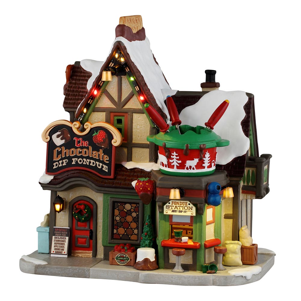 Lemax Kerstdorphuisje The Chocolate Dip Fondue met Verlichting 16.6 x 17.8 x 11.3 cm