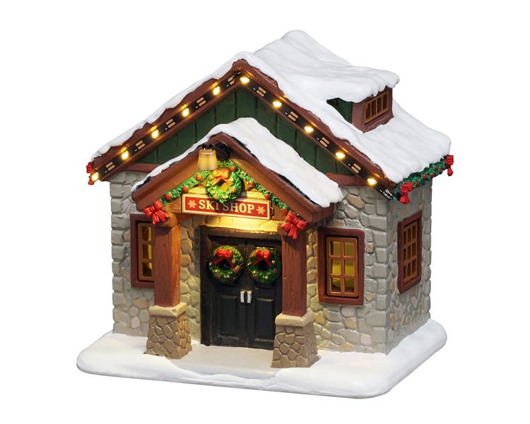 Lemax Kerstdorphuisje Ski Shop met Verlichting 12 x 11.5 x 9 cm