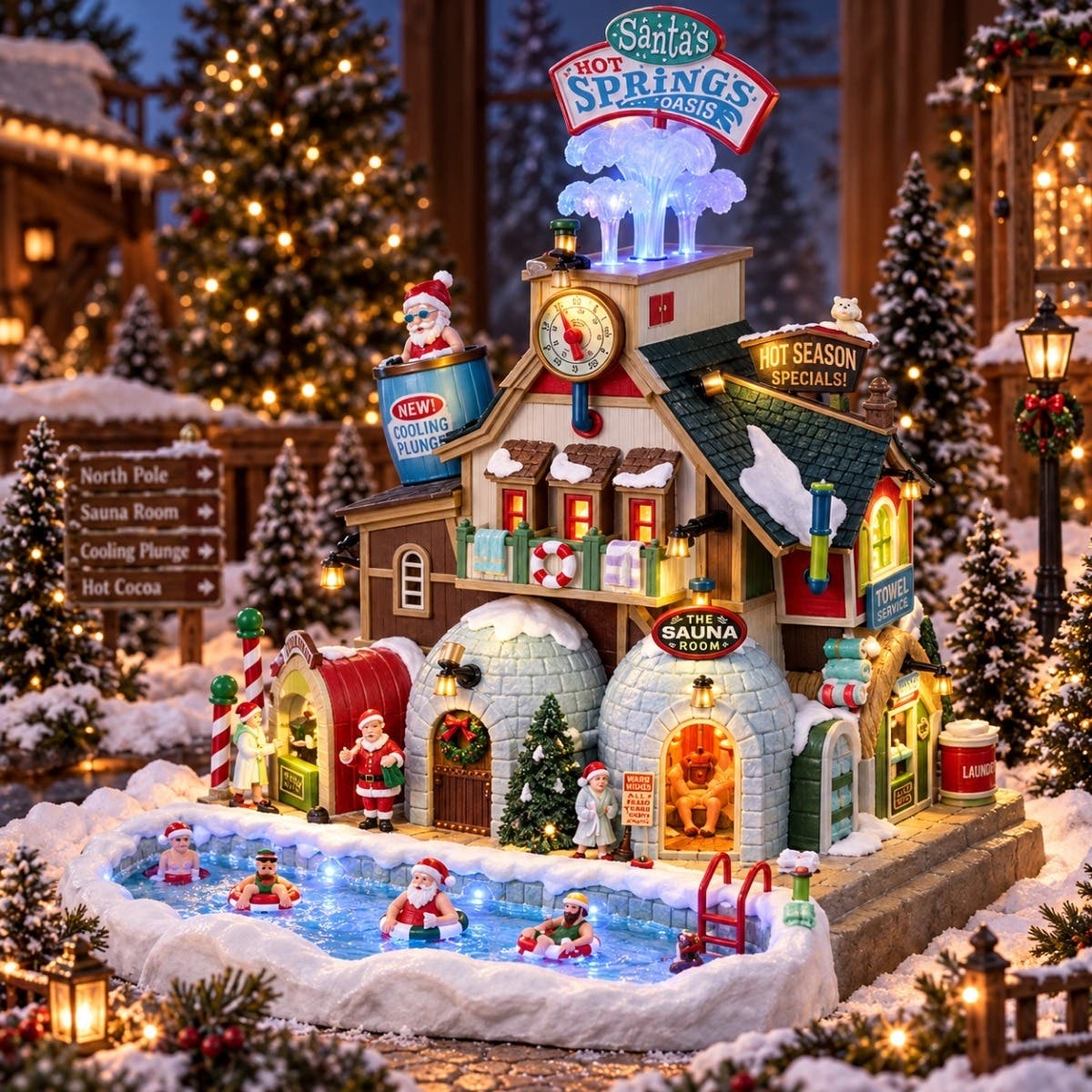 Lemax Kerstdorphuisje Santa's Hot Springs Oasis met Verlichting 23.8 x 33.3 x 28.2 cm