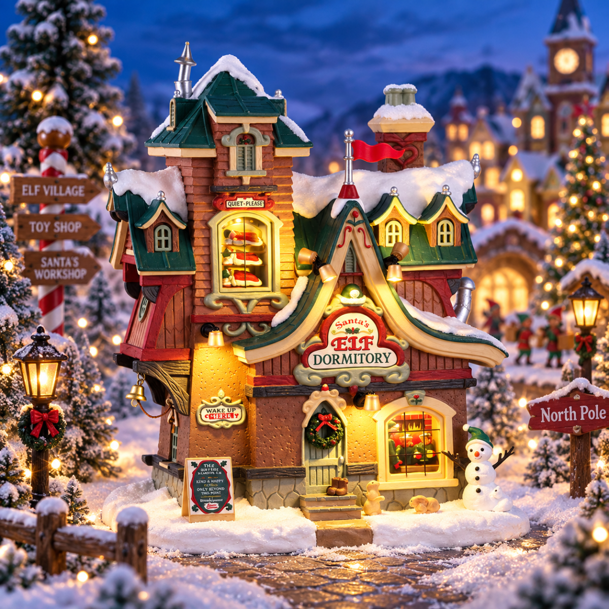Lemax Kerstdorphuisje Santa's Elf Dormitory met Verlichting 19 x 22.9 x 11.8 cm
