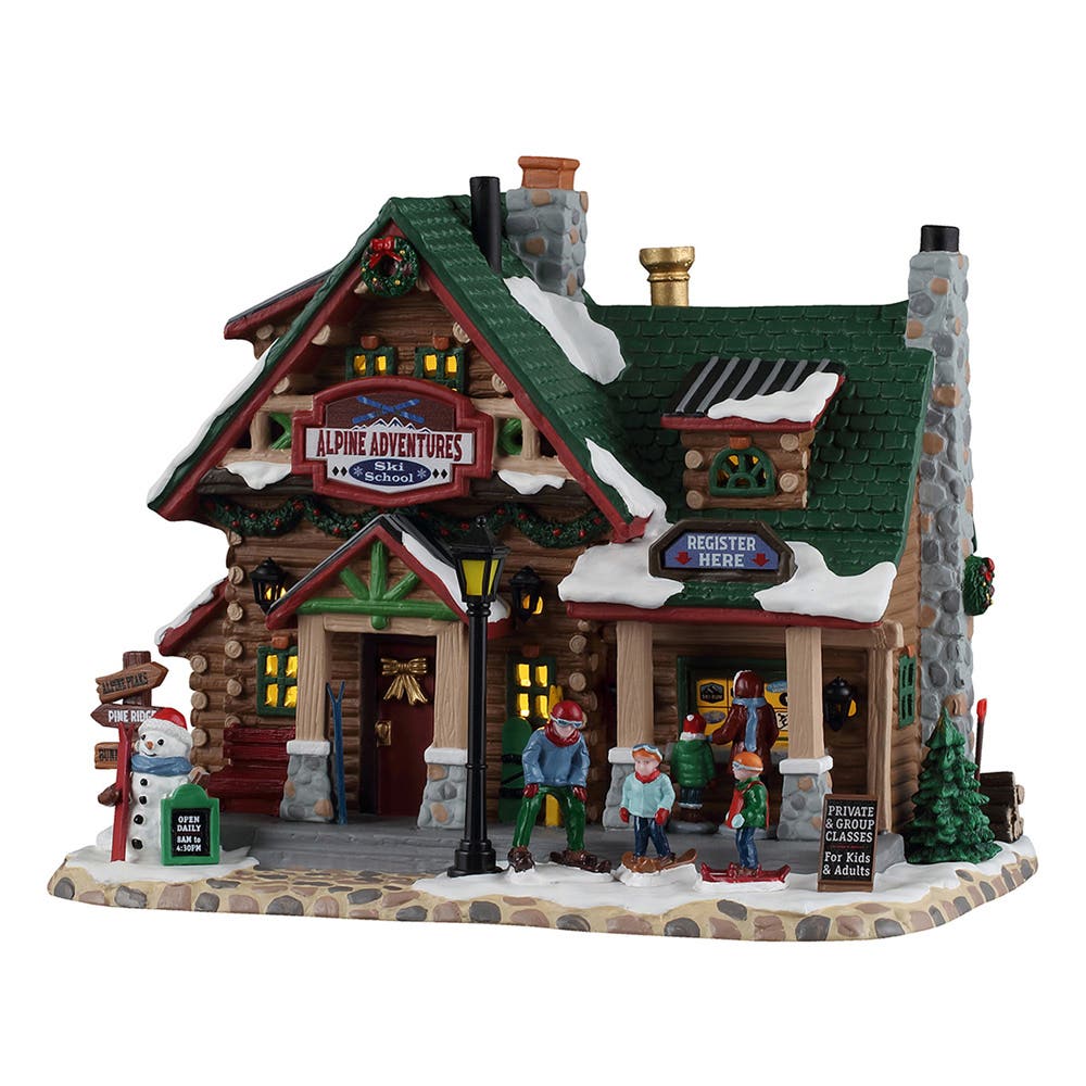 Lemax Kerstdorphuisje Alpine Adventures Ski School met Verlichting 20 x 17 x 14.3 cm