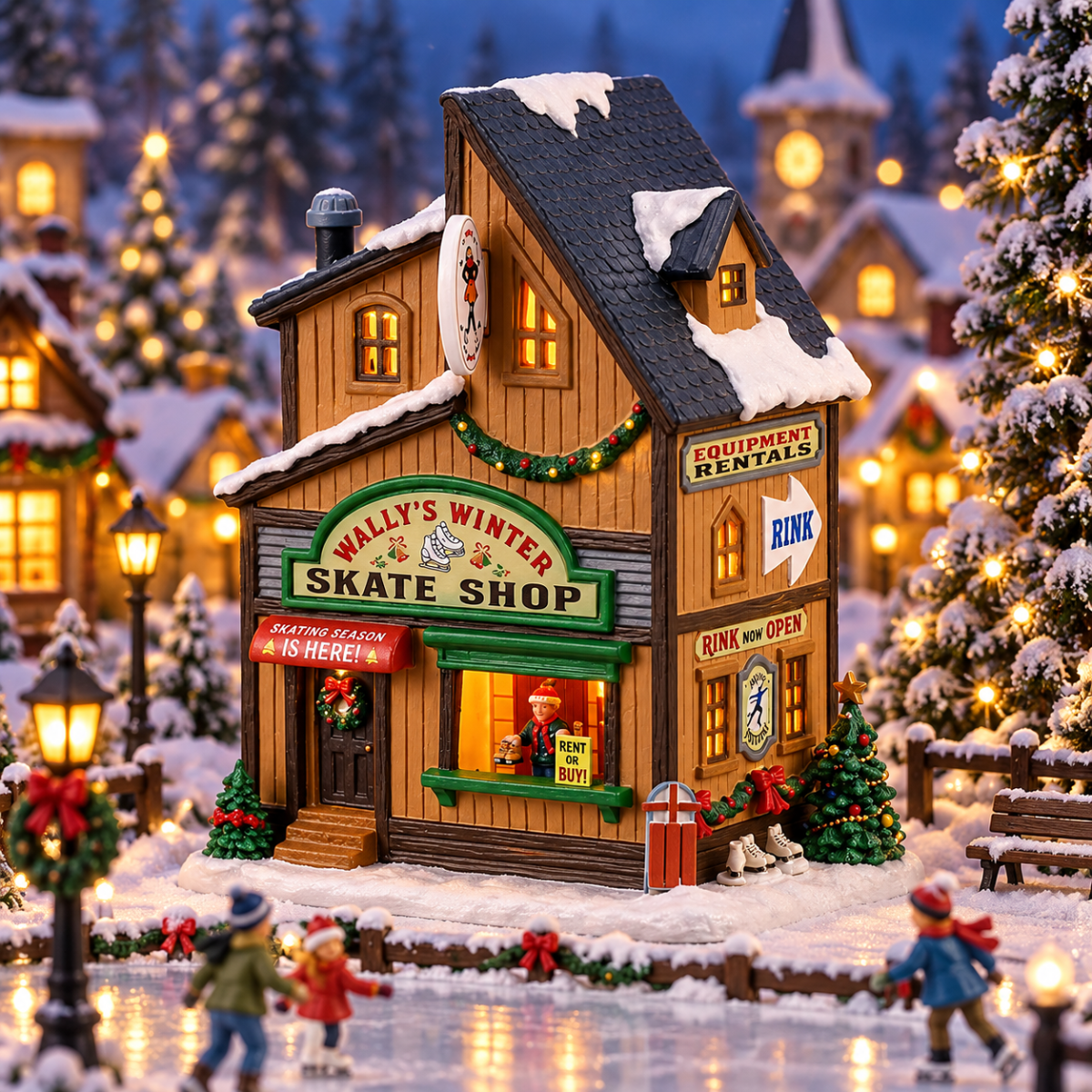 Lemax Kerstdorphuisje Wally's Winter Skate Shop met Verlichting 15.5 x 20 x 12 cm