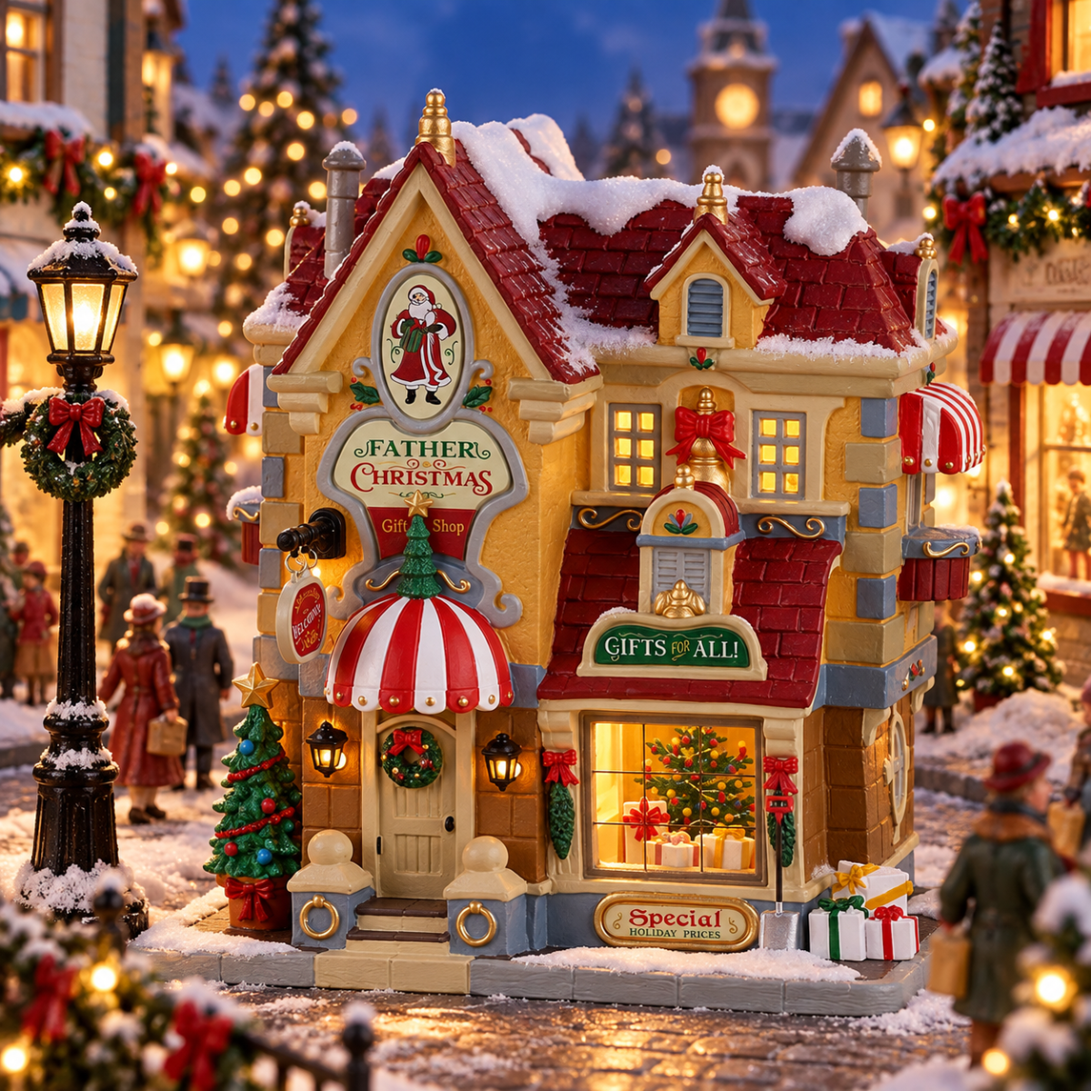 Lemax Kerstdorphuisje Father Christmas Gift Shop met Verlichting 17.8 x 19.7 x 13.5 cm