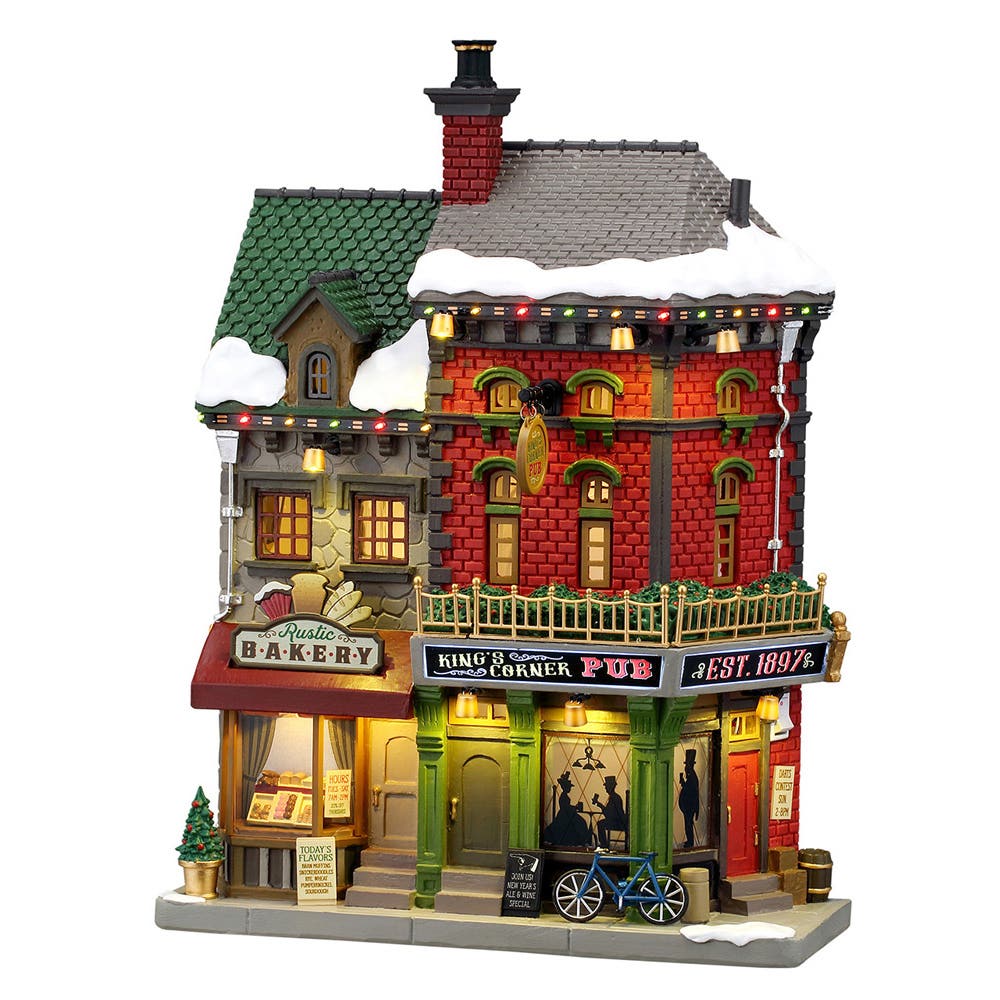Lemax Kerstdorphuisje King's Corner Pub met Verlichting 20.5 x 27.8 x 8.2 cm
