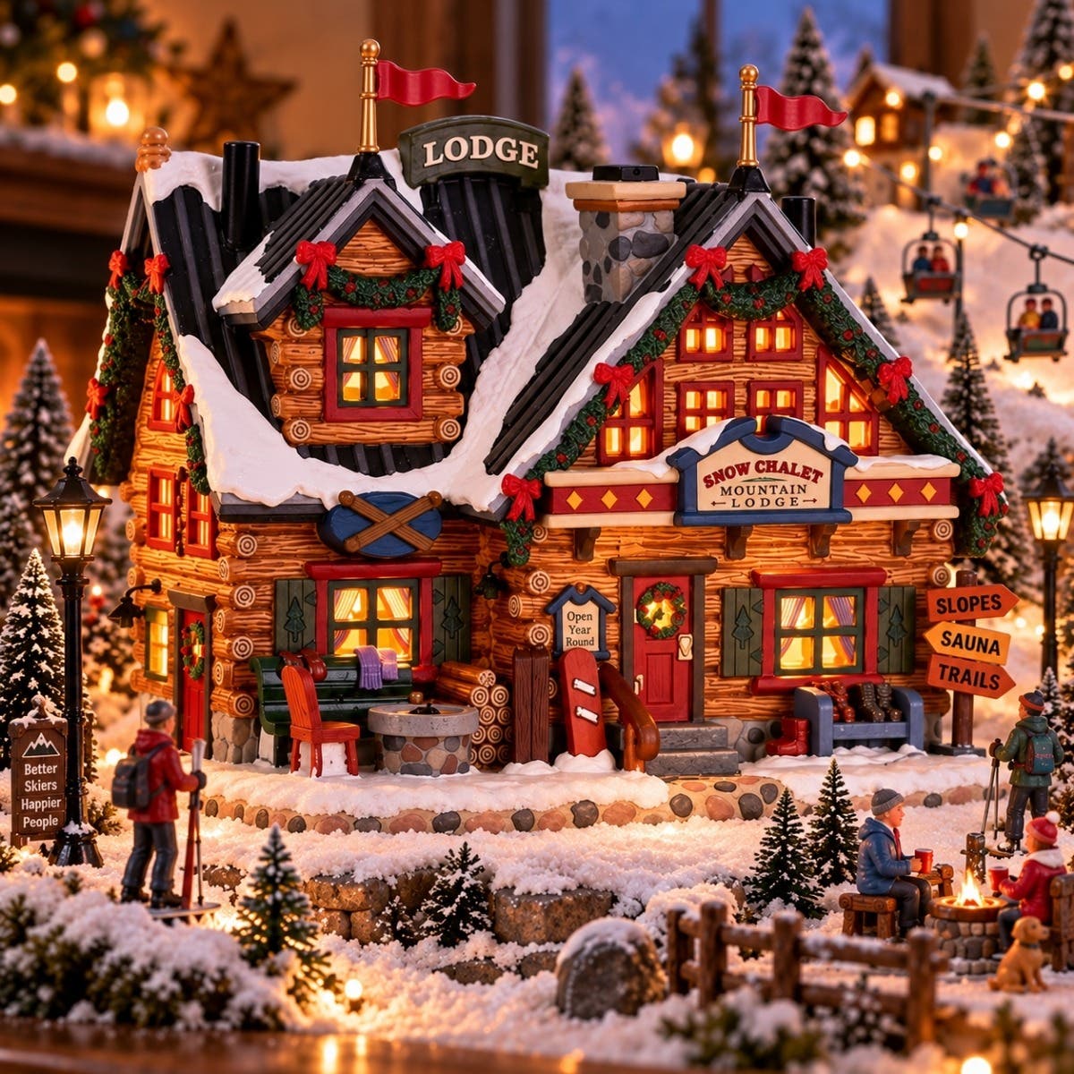 Lemax Kerstdorphuisje Apres-Ski Lodge met Verlichting 20.2 x 11.9 x 17 cm