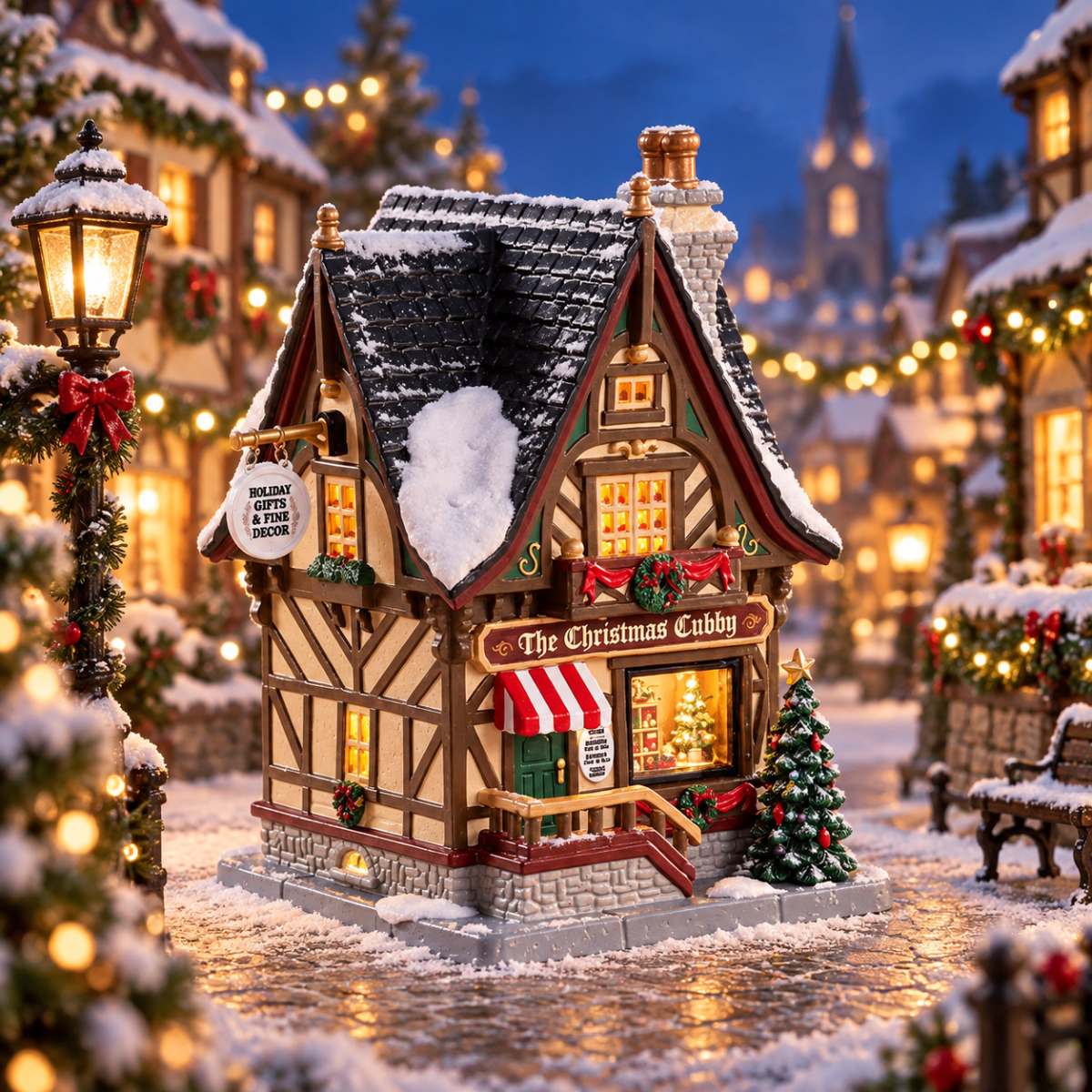 Lemax Kerstdorphuisje The Christmas Cubby met Verlichting 15 x 20.1 x 13.2 cm