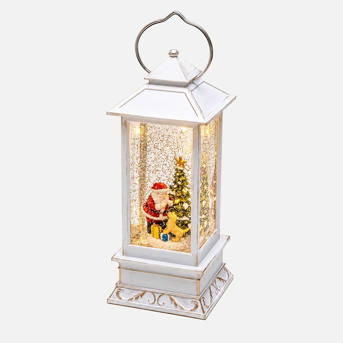 Konstsmide Verlicht Kerstfiguur Kerstlantaarn met Kerstman en Hond 27 x 10.5 cm