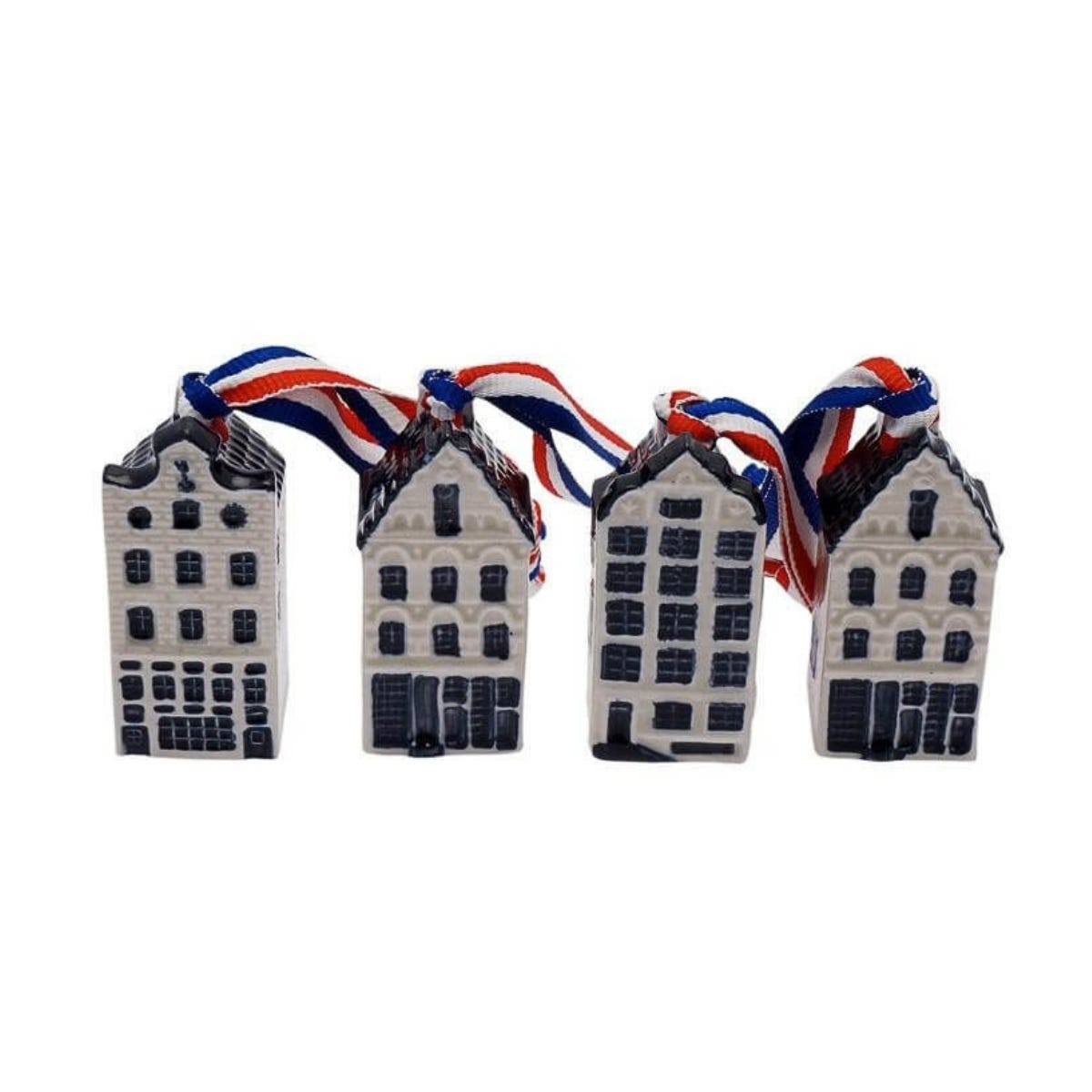 Heinen Delfts Blauw Kerstornament Mini Huisjes Blauw 2.5 x 5.5 cm