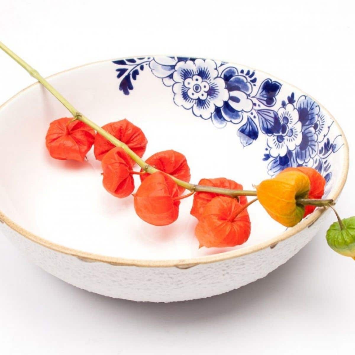 Heinen Delfts Blauw Bloesem Saladeschaal