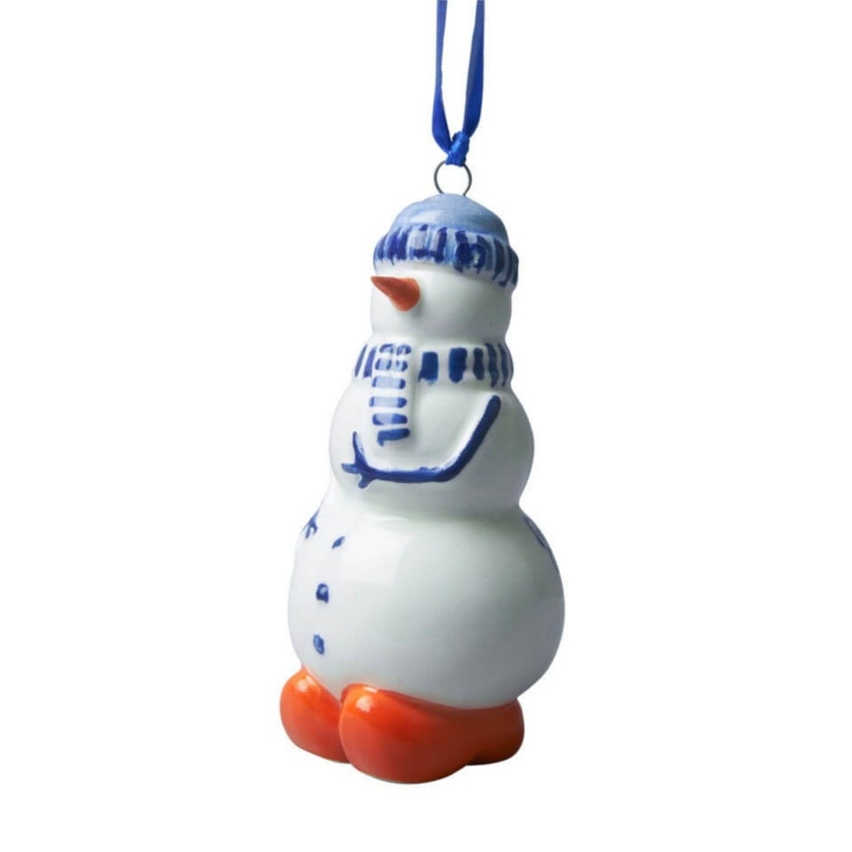 Heinen Delfts Blauw Kerstornament Sneeuwman Blauw 4.3 x 4 x 8.5 cm